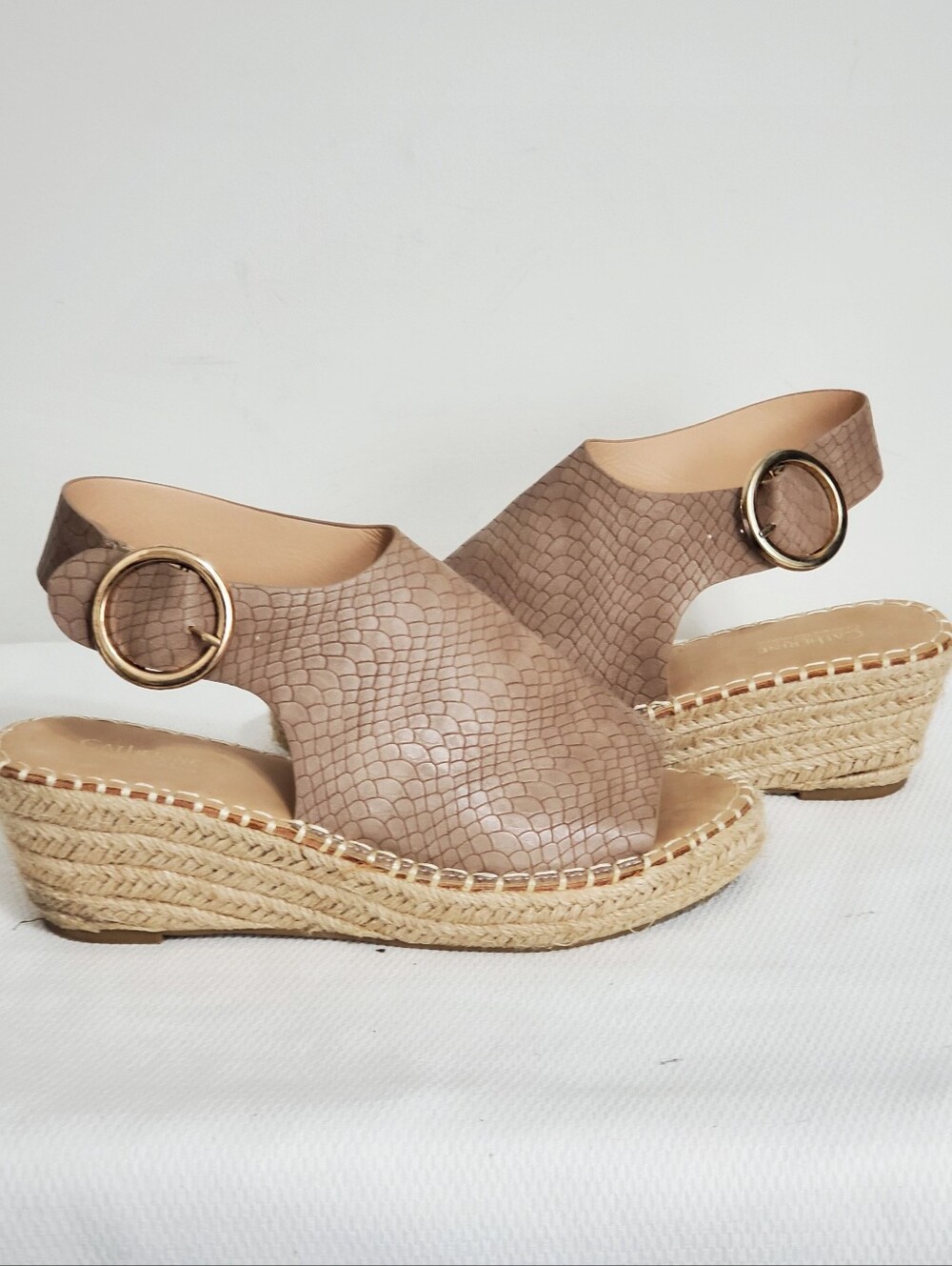 Catherine Malandrino Cirkly Taupe Textured Espadrille Wedge Sandals Suze 10 - Picture 5 of 9
